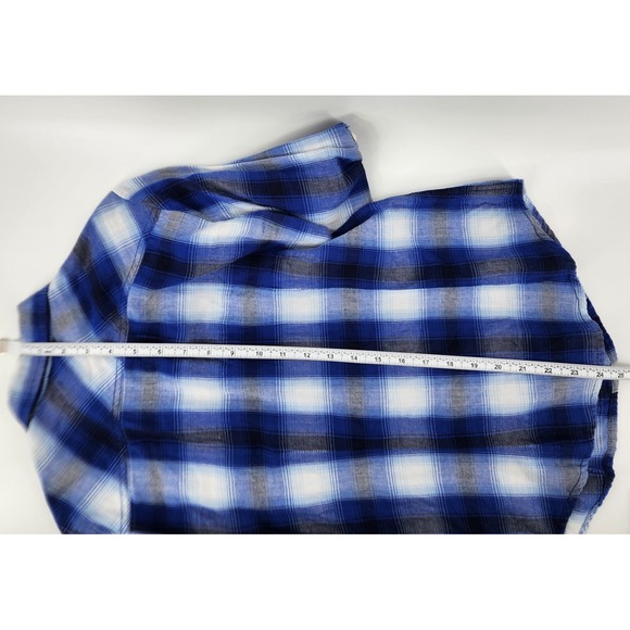 Live 4 Truth Womens S Blue Plaid Long Sleeve Button up 100% Cotton Fall Layers - Picture 4 of 10
